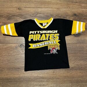 Vintage Team Rated Pittsburgh Pirates Black Baseball Shirt Kids Size 4T 2001